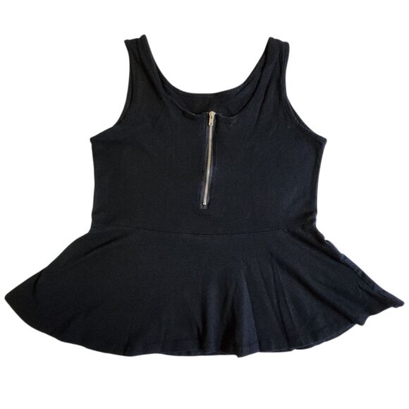 Dots Black Zipper Peplum Tank Top Sz M - Picture 2 of 12